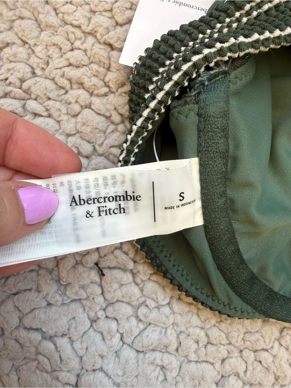 NWT Abercrombie Green Striped Bikini Top - Picture 4 of 5